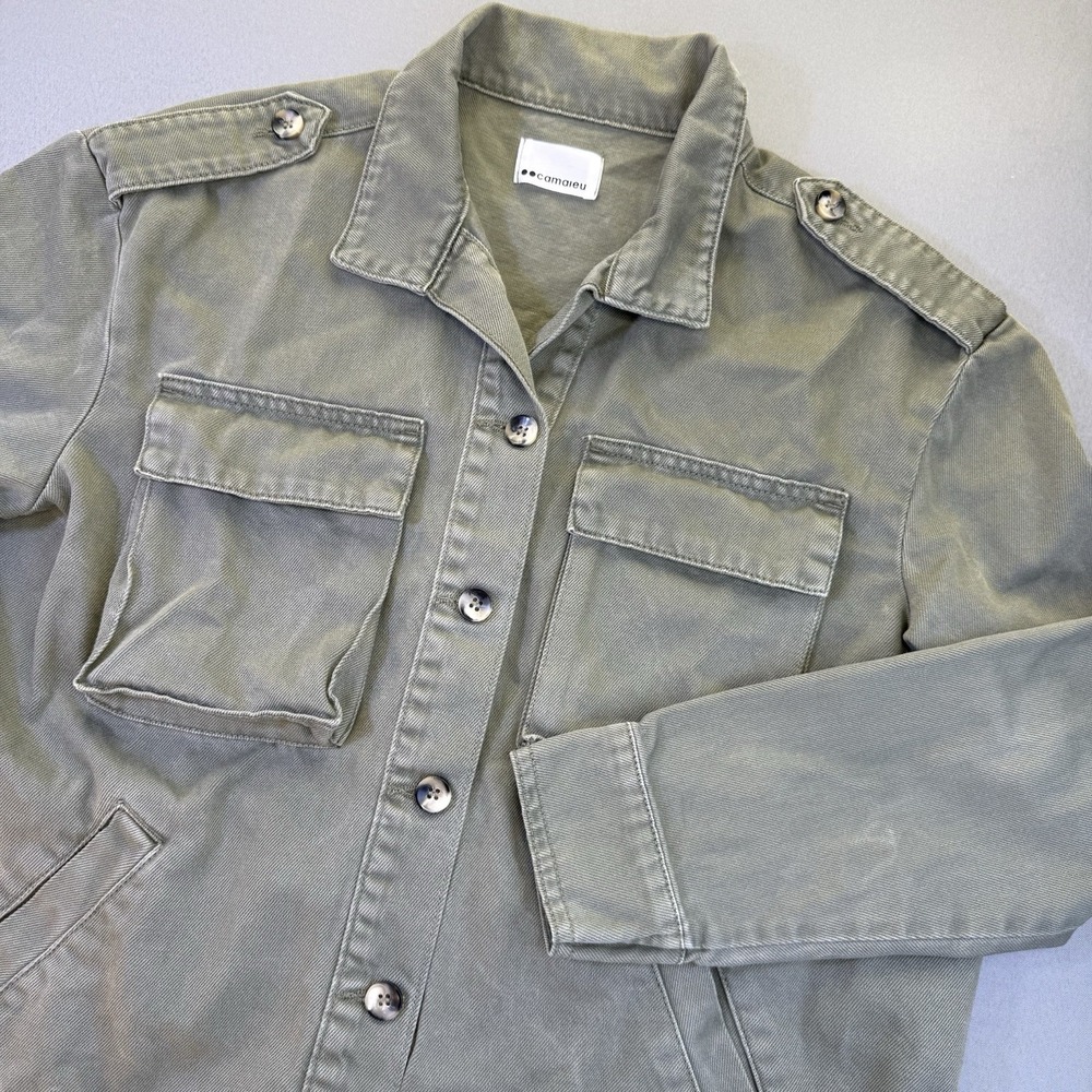 Utility Safari Military Women's‎ Army Green Jacket Medium Camaieu EUC